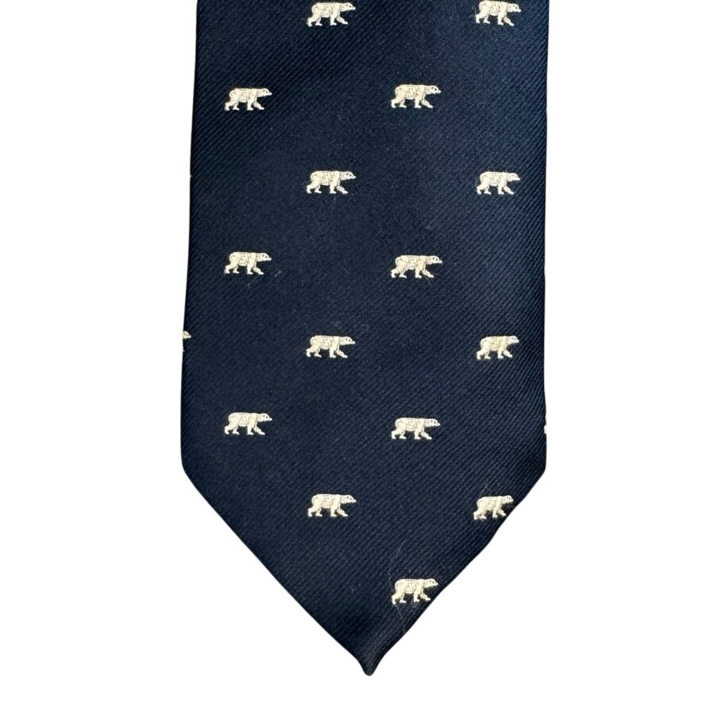 Frame Mens Navy Blue Polar Bear Animal Print Necktie Made in Canada